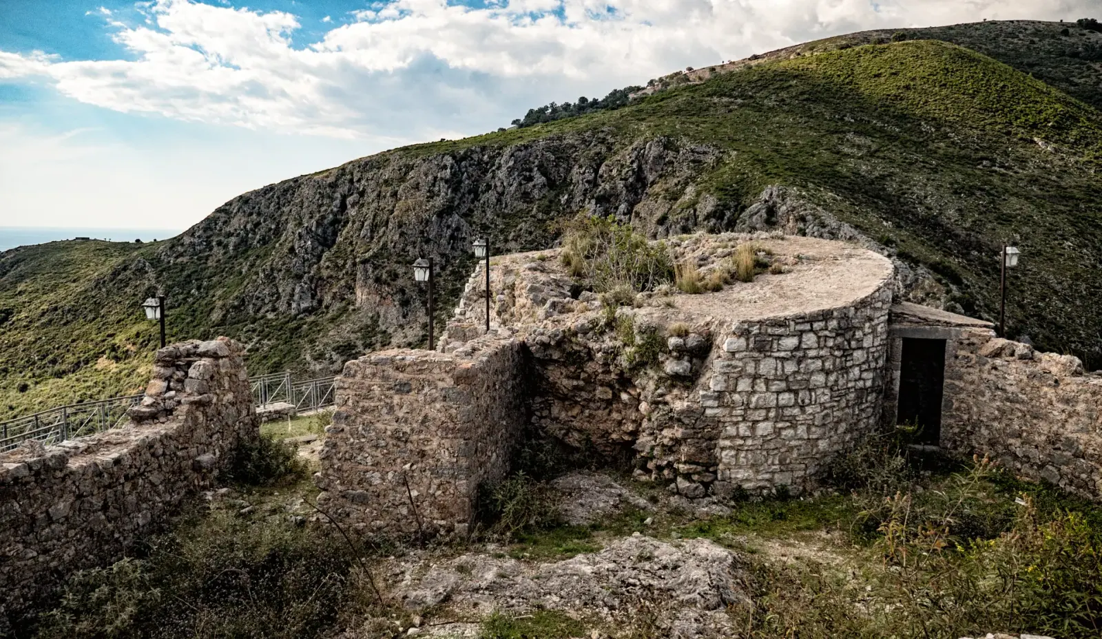 Ruined fortress structure of Himara Castle on the Albanian Riviera, where Greek and Albanian heritage overlap