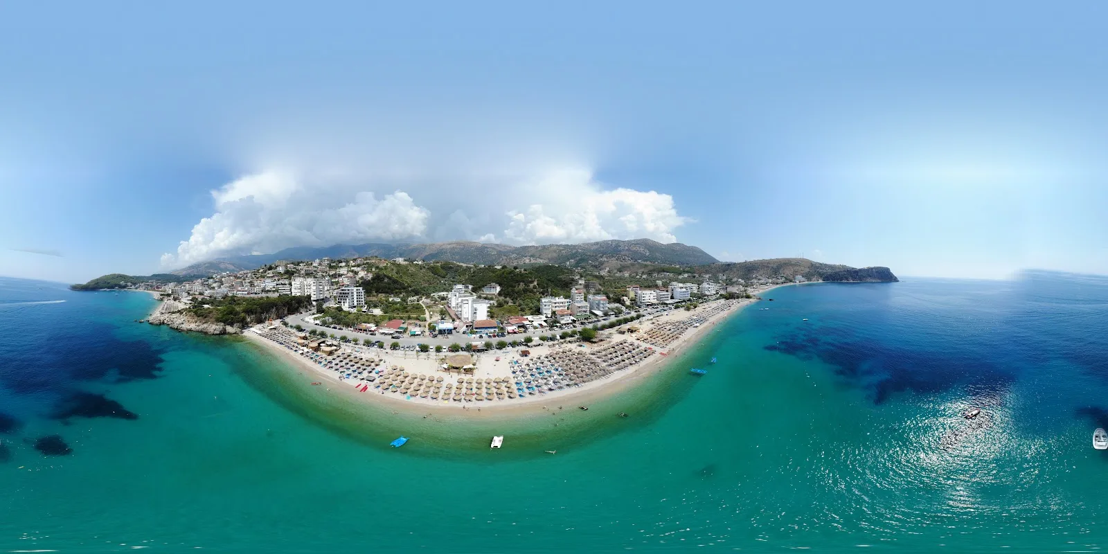 Prinos Beach mountain backdrop