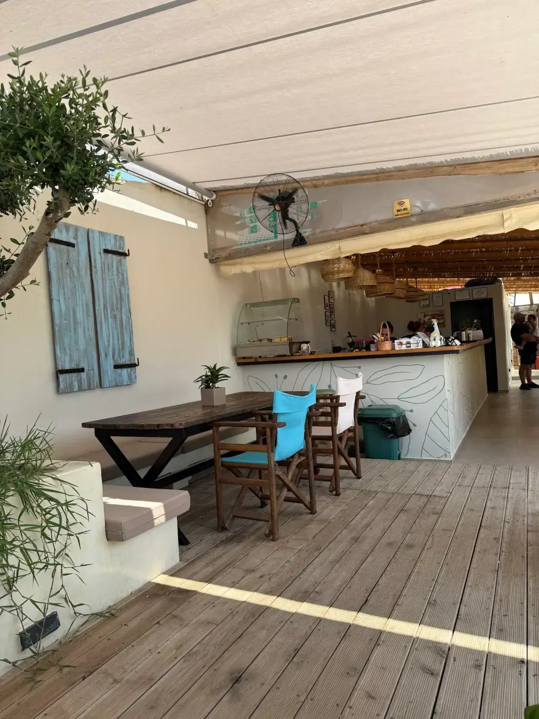 Tonea's Brunch pancakes and smoothies at Livadhi Beach in Himara