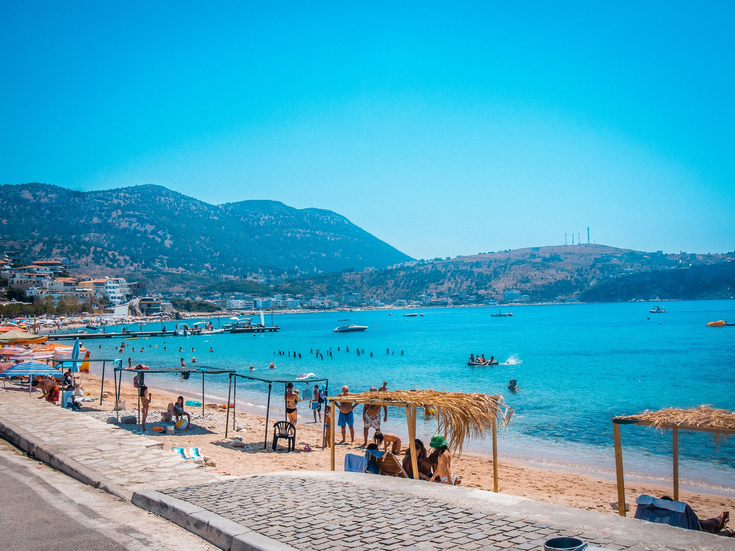 Evening promenade in Himara on the Albanian Riviera, May 2026