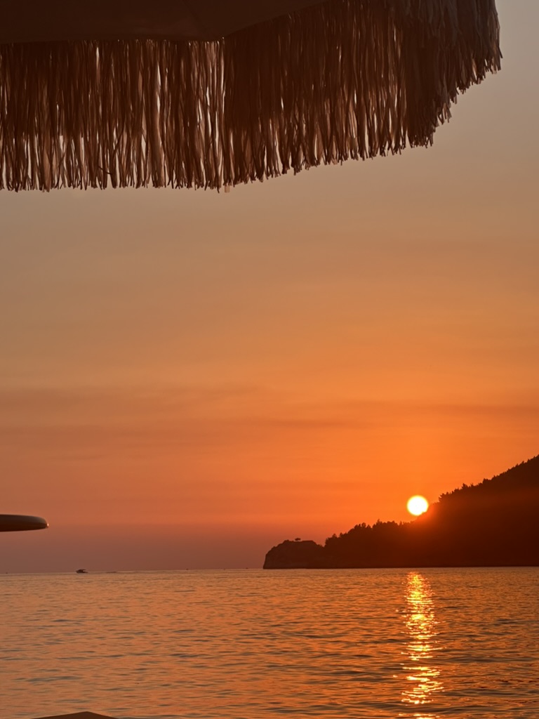 Ocean sunset view from the Albanian Riviera coast