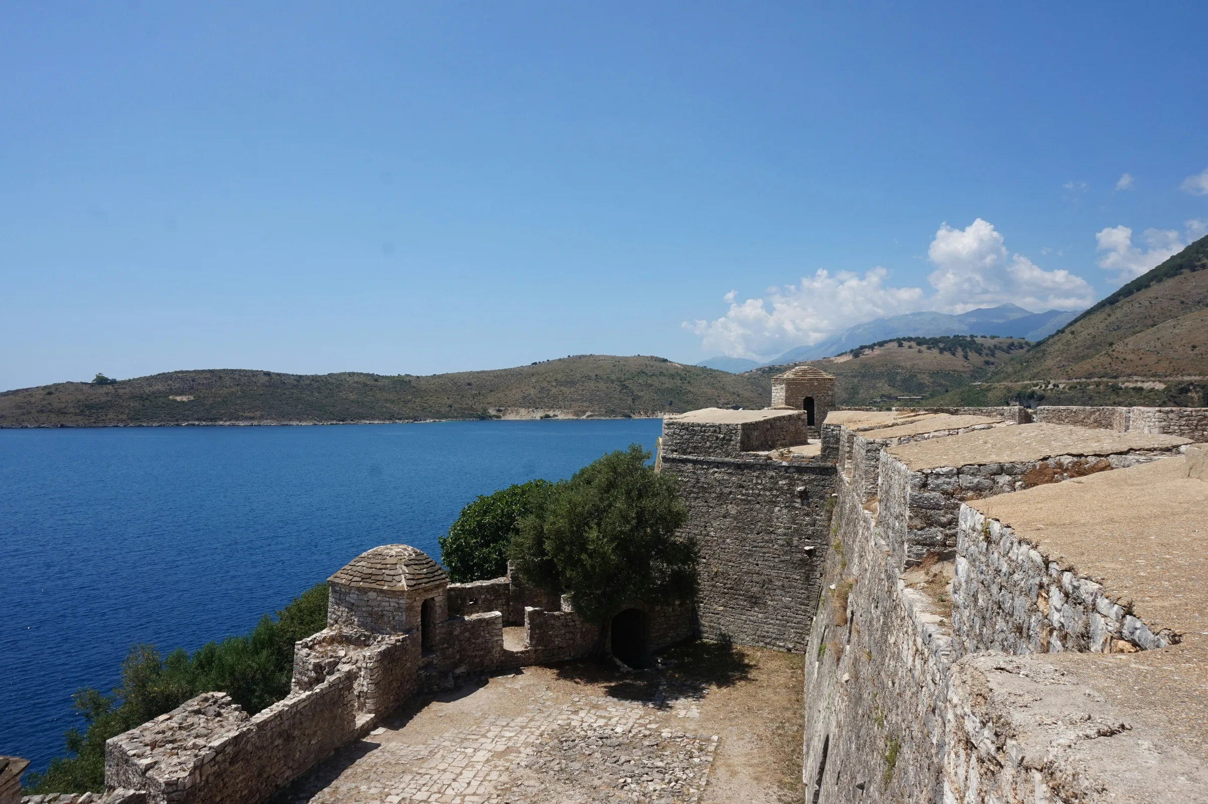 Castle walls overlooking Porto Palermo Bay