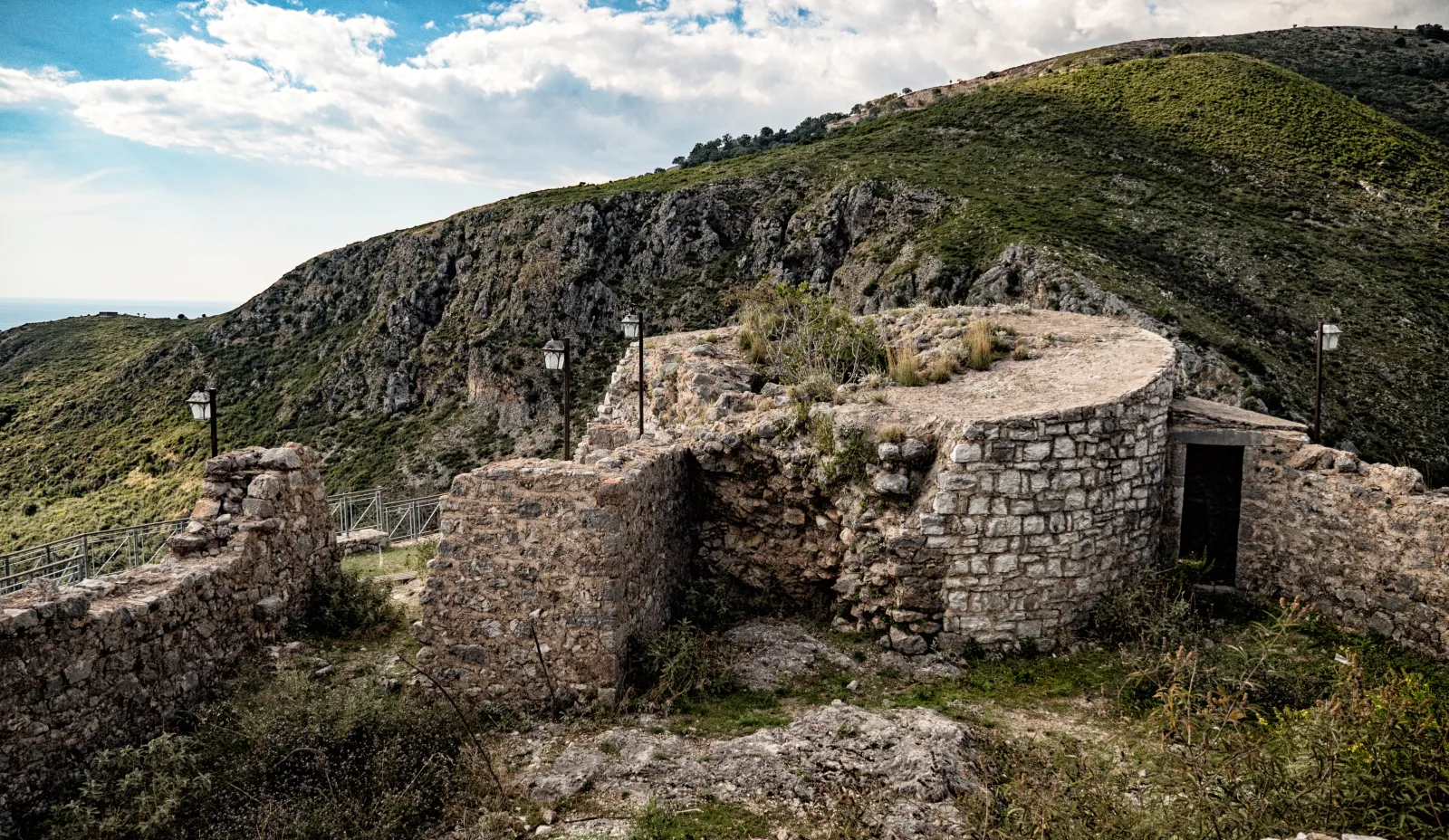 Stone ruins evoking the Ottoman fortress architecture characteristic of Gjirokaster, the UNESCO stone city of southern Albania