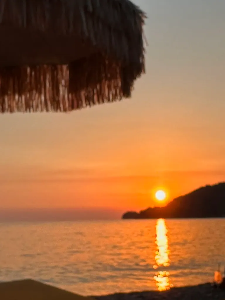 Quiet seaside hotel terrace for couples on the Albanian Riviera