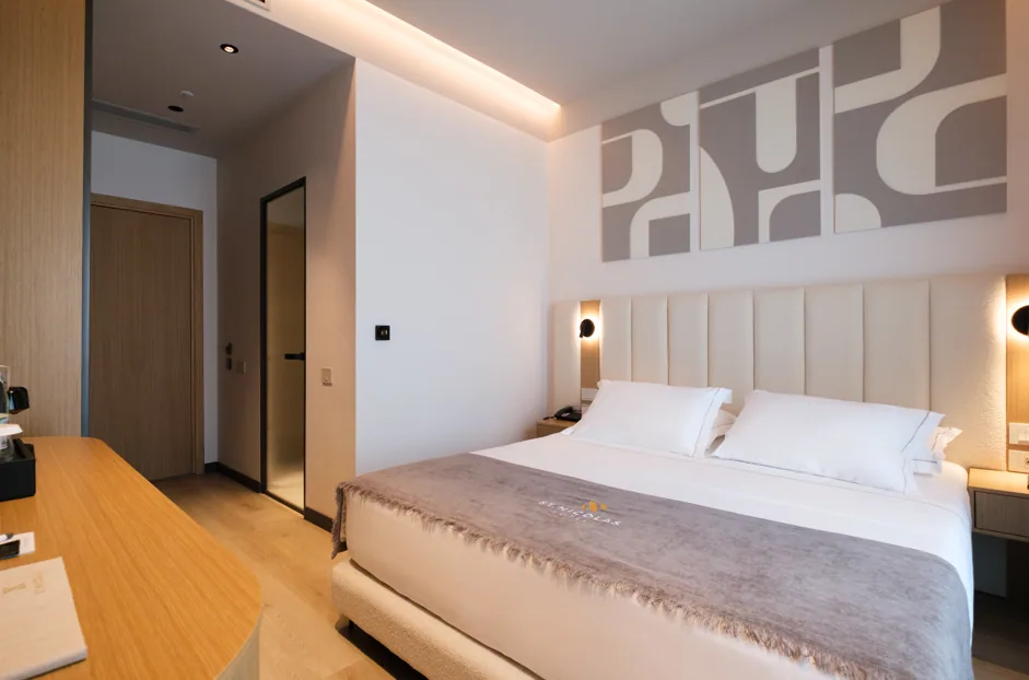 Double Room with City View, bed and desk